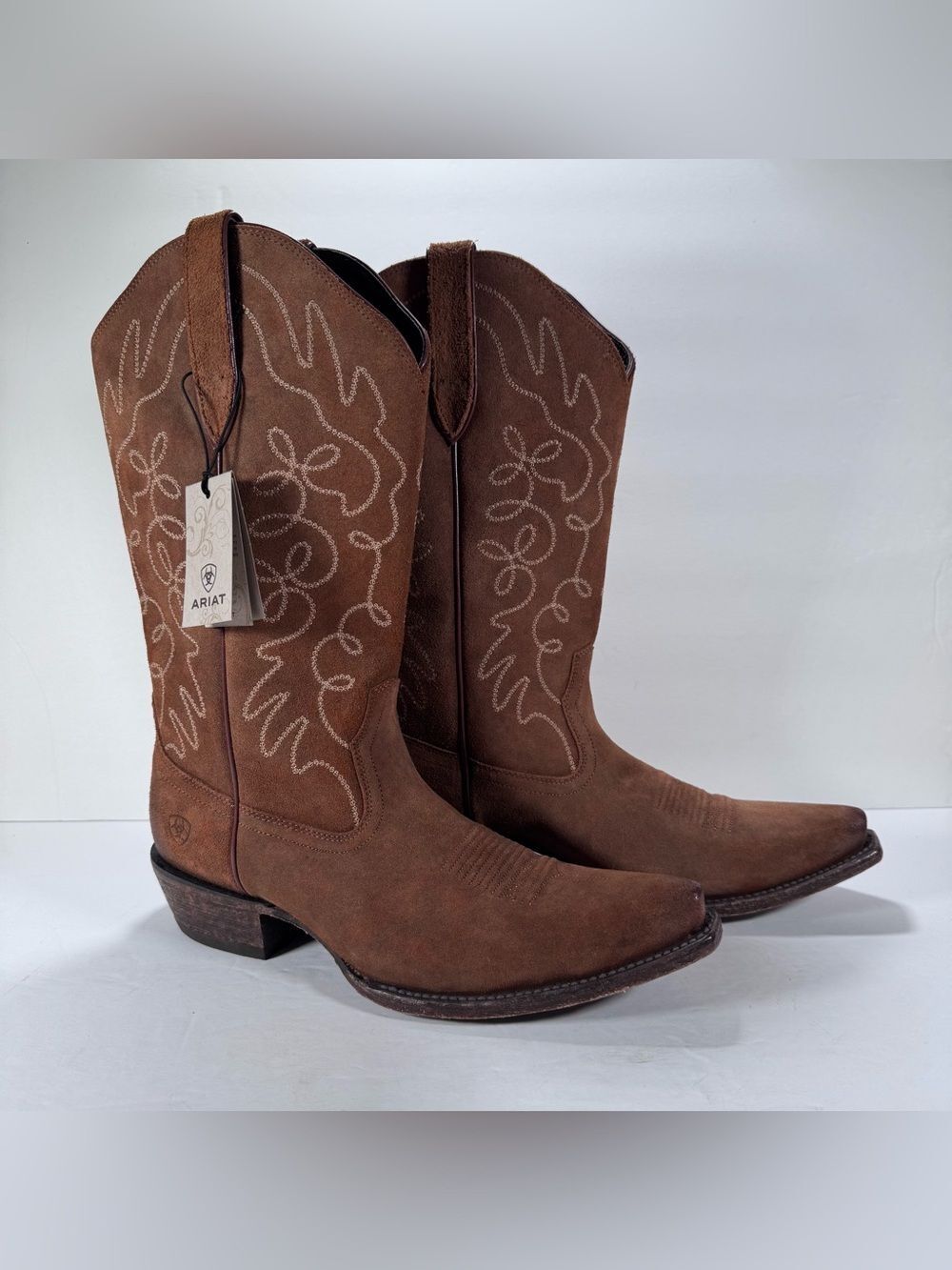 Ariat Jukebox Brown Suede Leather Heeled Snip Toe Western Cowboy Boots Women 10B